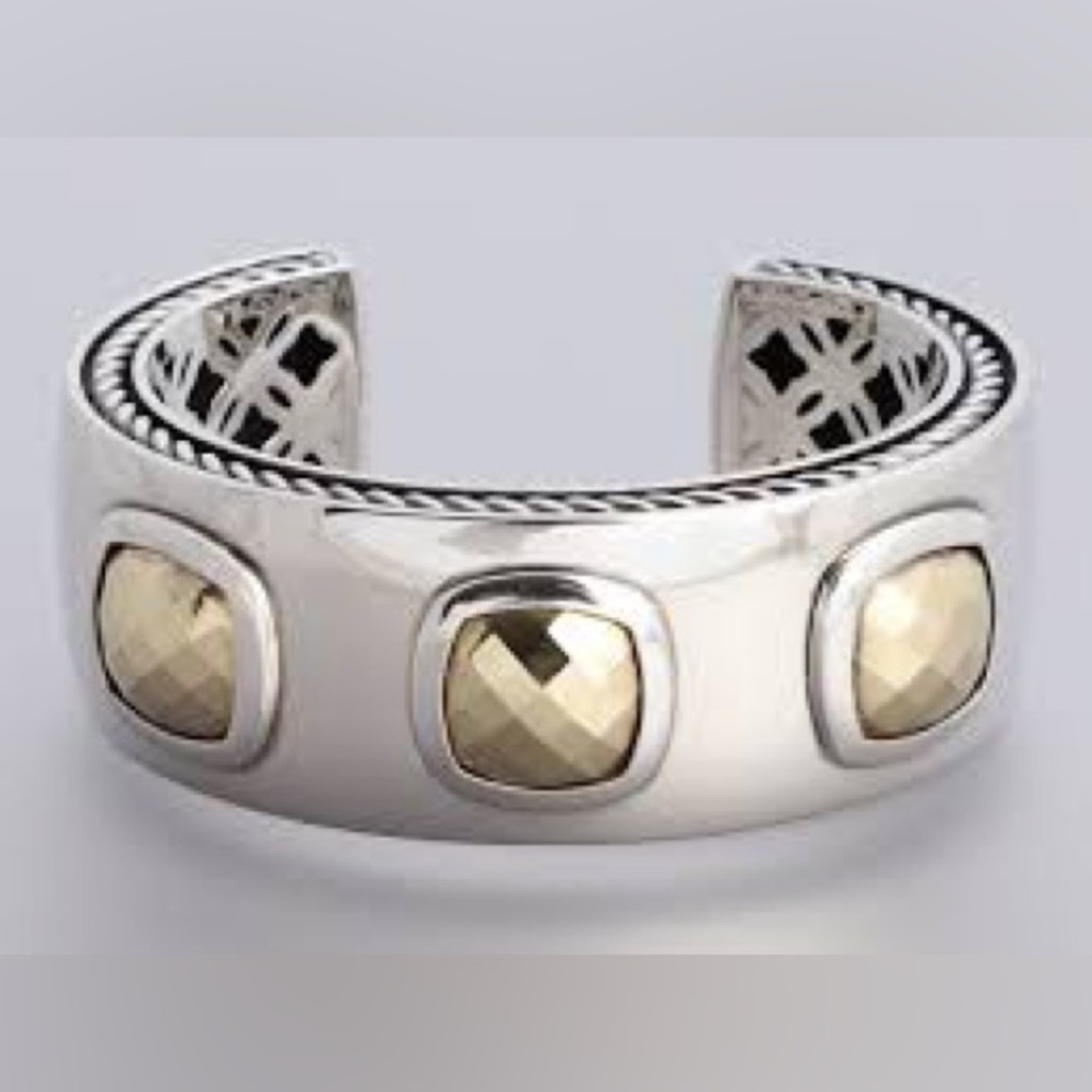 DAVID YURMAN ALBION CUSHION CUFF STERLING SILVER WITH 18K GOLD INSERTS